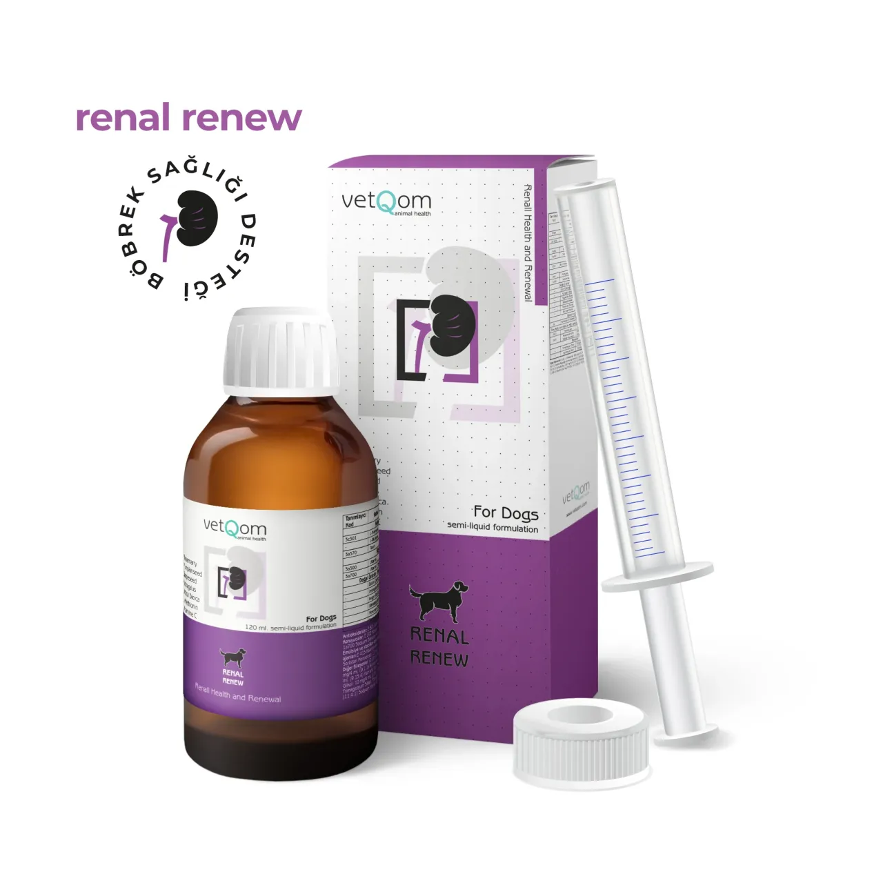 VetQom Köpek Renal Renew – Böbrek Sağlığı – 120 ml.