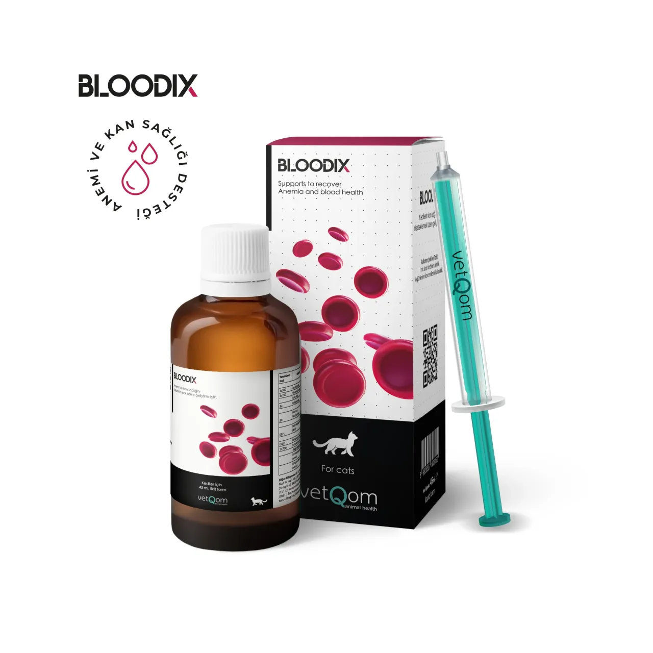 VetQom Bloodix Kedi – Anemi ve Kan Sağlığı – 45ml.