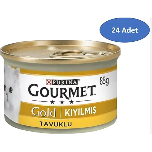 Gourmet Kıyılmış Tavuklu 85 gr 24'lü Yetişkin Konserve Kedi Maması