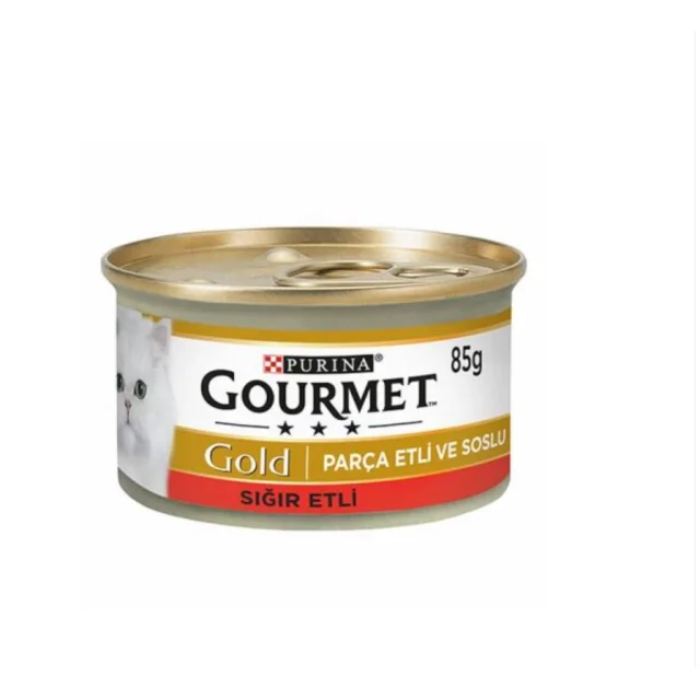 Gourmet Gold Soslu Parça Sığır Etli 85 gr 24'lü Yetişkin Konserve Kedi Maması