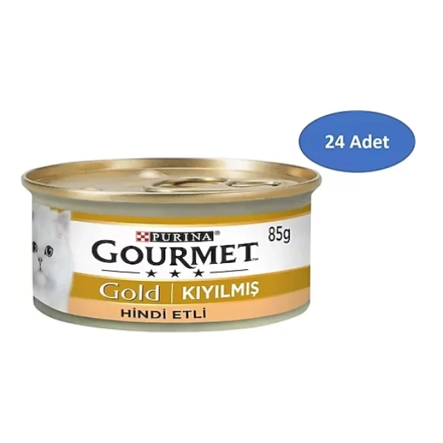 Gourmet Kıyılmış Hindili 85 gr 24'lü Yetişkin Konserve Kedi Maması