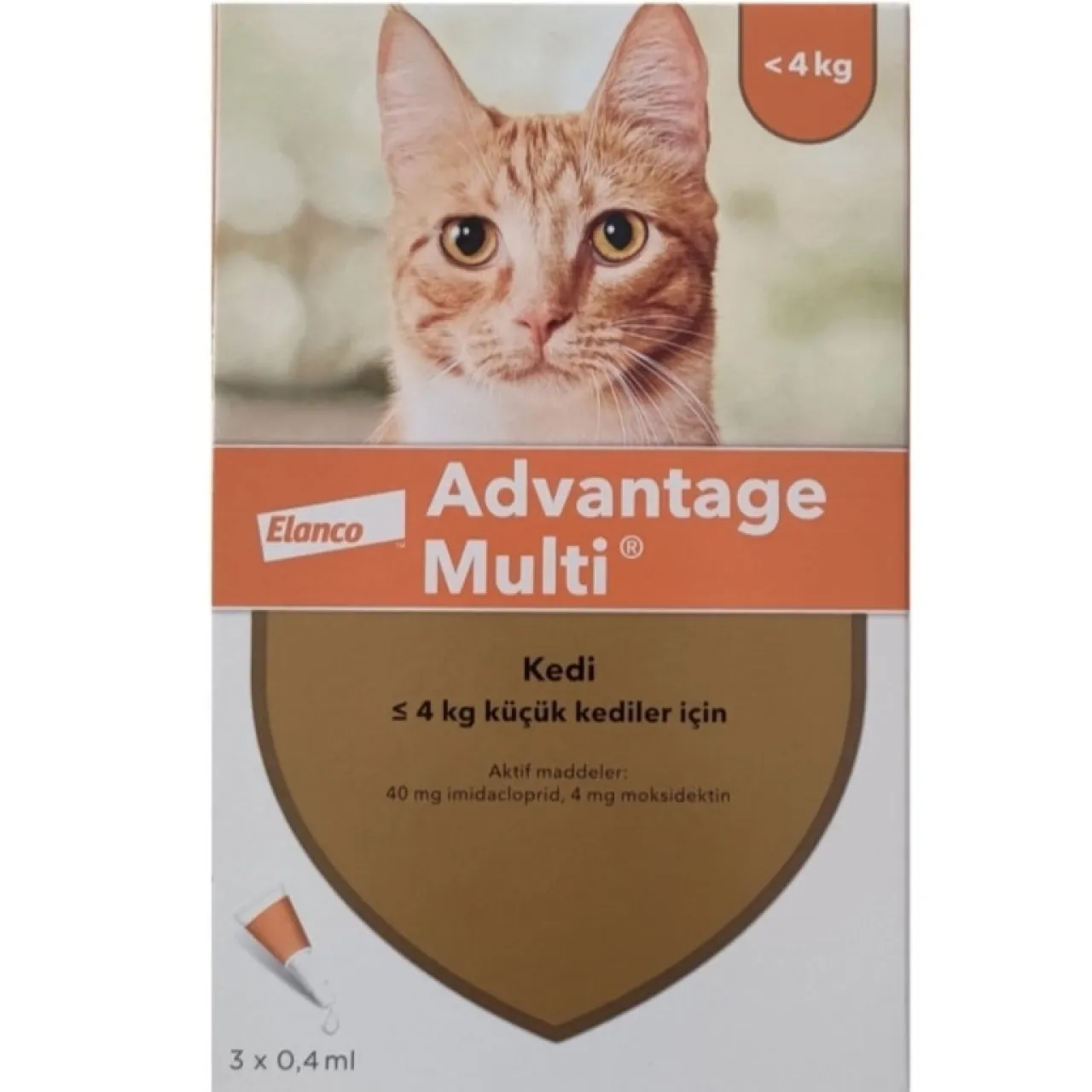 Advantage Multi 0,4 ml İç Dış Parazit Ense Damlası (0-4 Kg arası kediler için) x3 Tüp