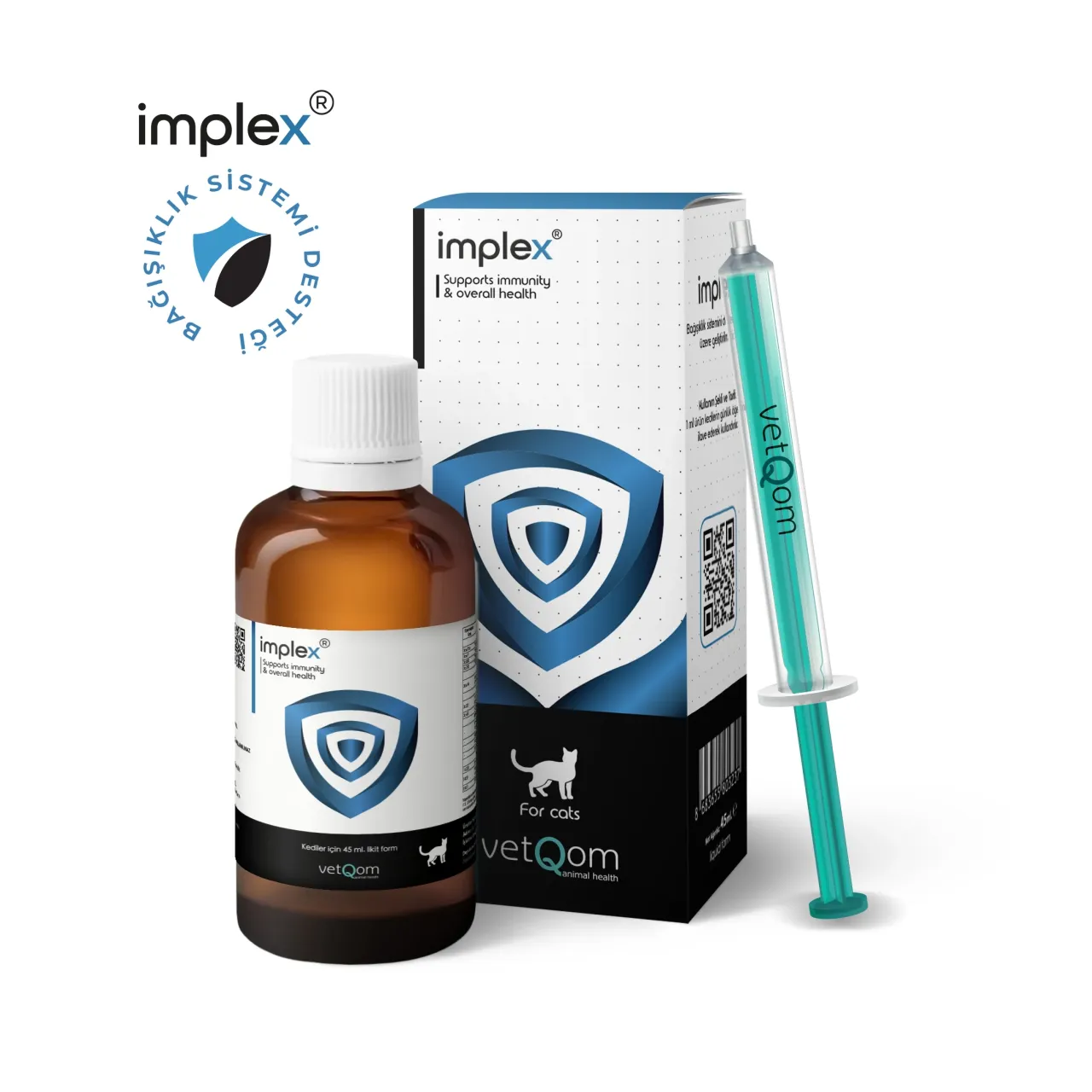 VetQom Implex Kedi Bağışıklık Sistemi Destekleyici Likit 45 Ml Immune Support