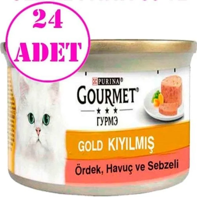 Gourmet Kıyılmış Ördekli ve Sebzeli 24'lü 85 gr Yetişkin Kedi Konservesi