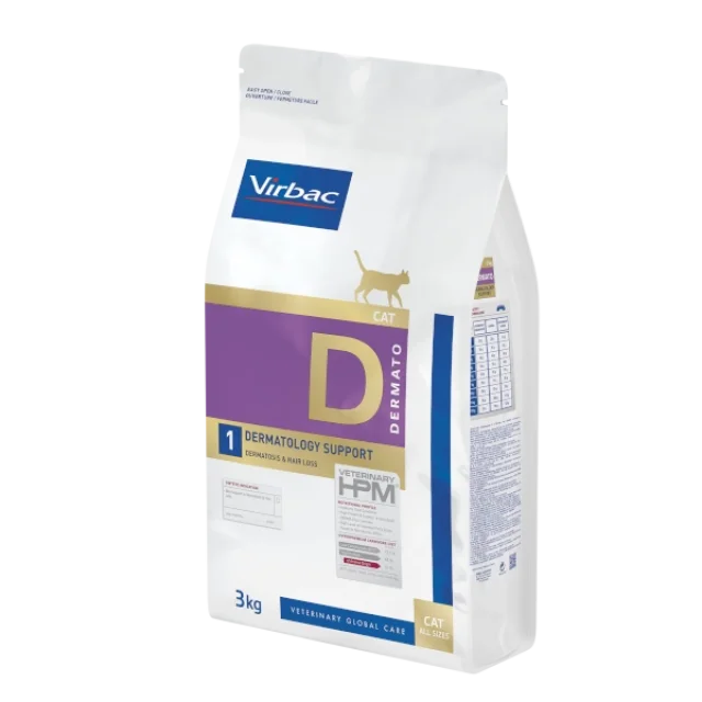 Virbac D1 Dermatology Support Cat Dermatoz ve Tüy Kaybı Kedi Maması 3kg