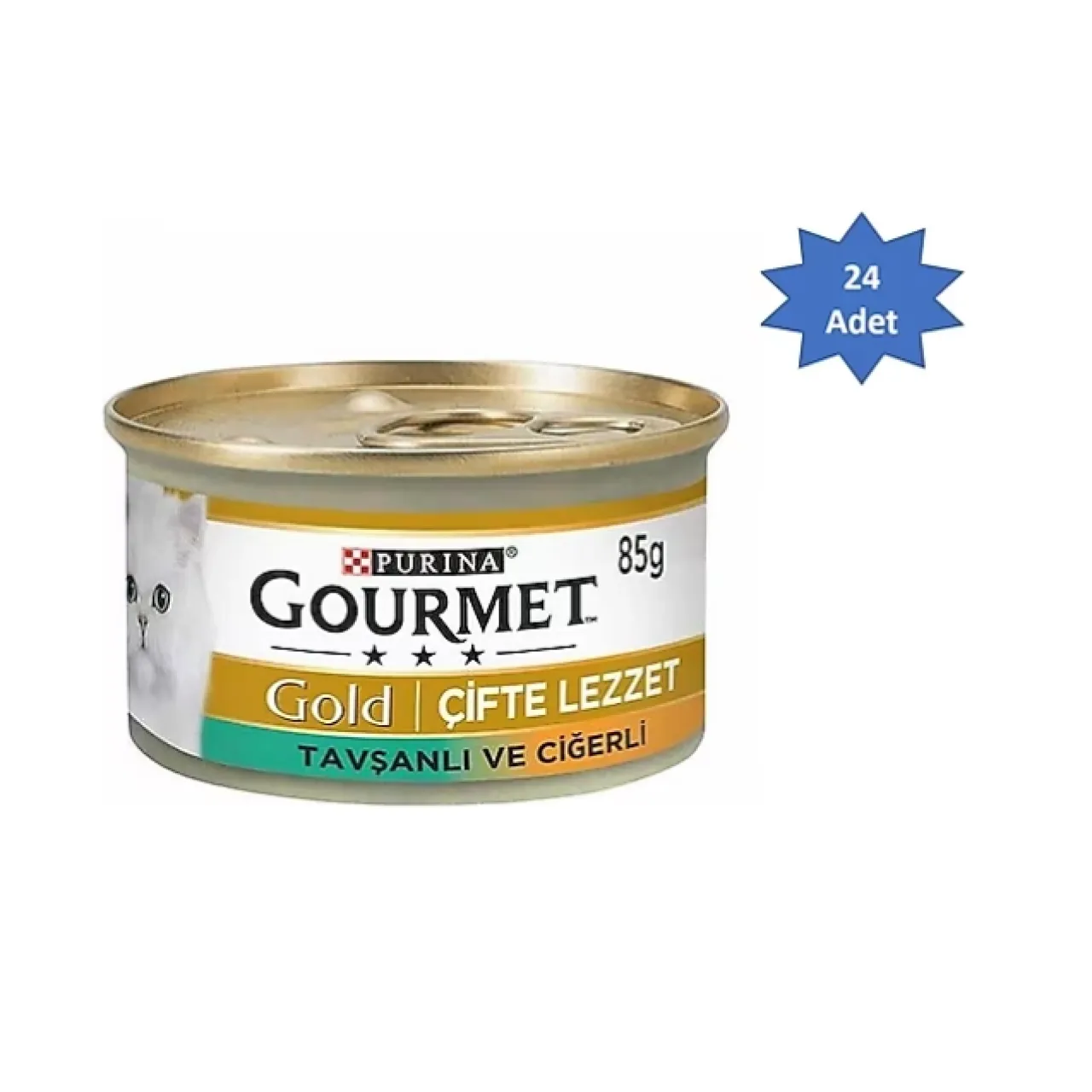 Gourmet Gold Çifte Lezzet Ciğerli ve Tavşanlı 85 gr 24'lü Yetişkin Konserve Kedi Maması