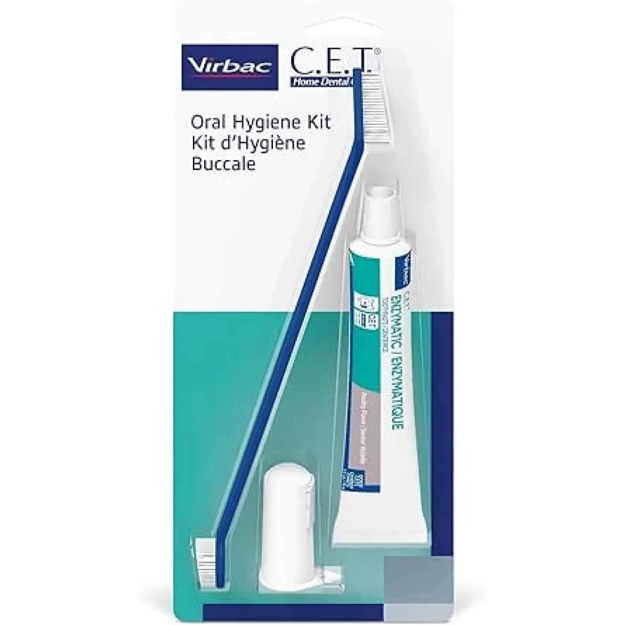 Virbac Dentifrice  Köpekler ve Kediler için Enzymatic Diş Macunu - Diş Fırçası ve Parmak Fırçası Kiti 70 g