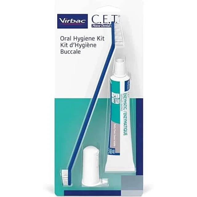 Virbac Dentifrice  Köpekler ve Kediler için Enzymatic Diş Macunu - Diş Fırçası ve Parmak Fırçası Kiti 70 g