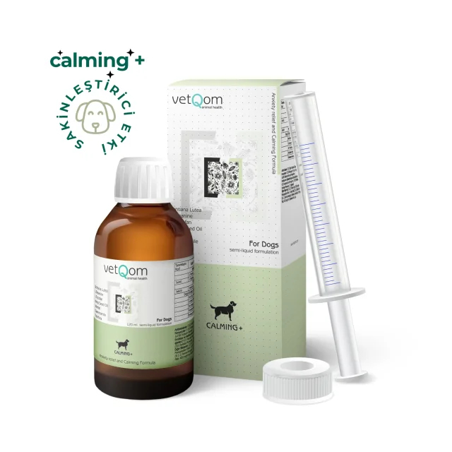 VetQom Köpek Calming+ Stres Yönetimi – Kaygı Kontrolü – 120 ml.