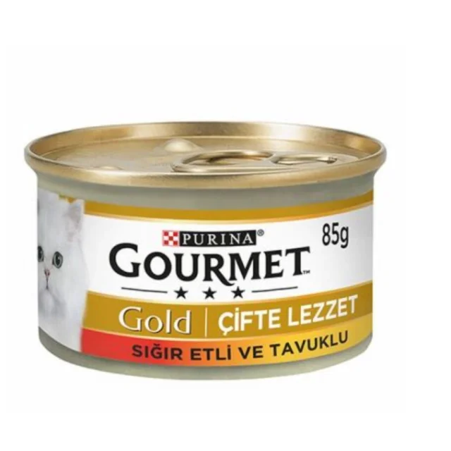 Gourmet Gold Çifte Lezzet Sığır Etli ve Tavuklu 85 gr 24'lü Yetişkin Konserve Kedi Maması
