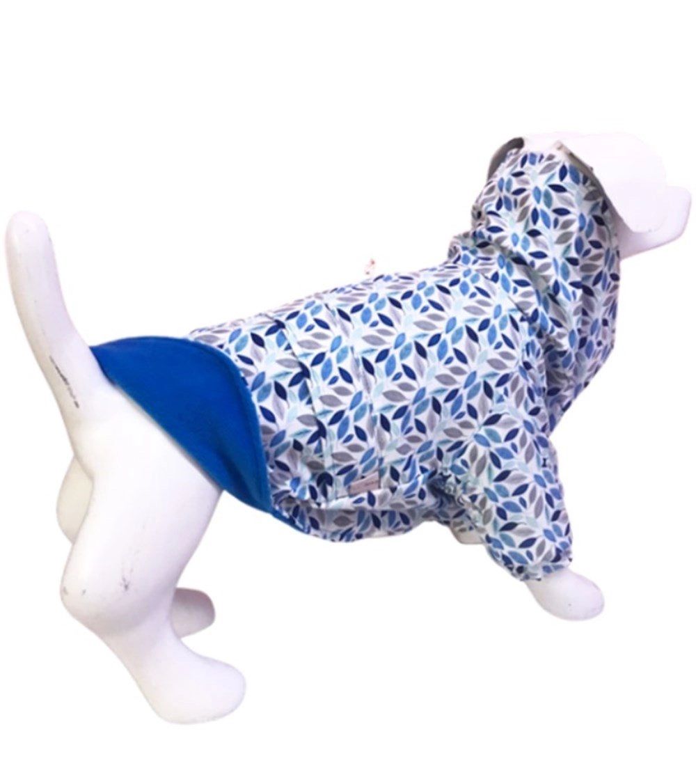 Gedyco Blue Leaf Su Geçirmez içi Polarlı Küçük Irk Köpek Montu