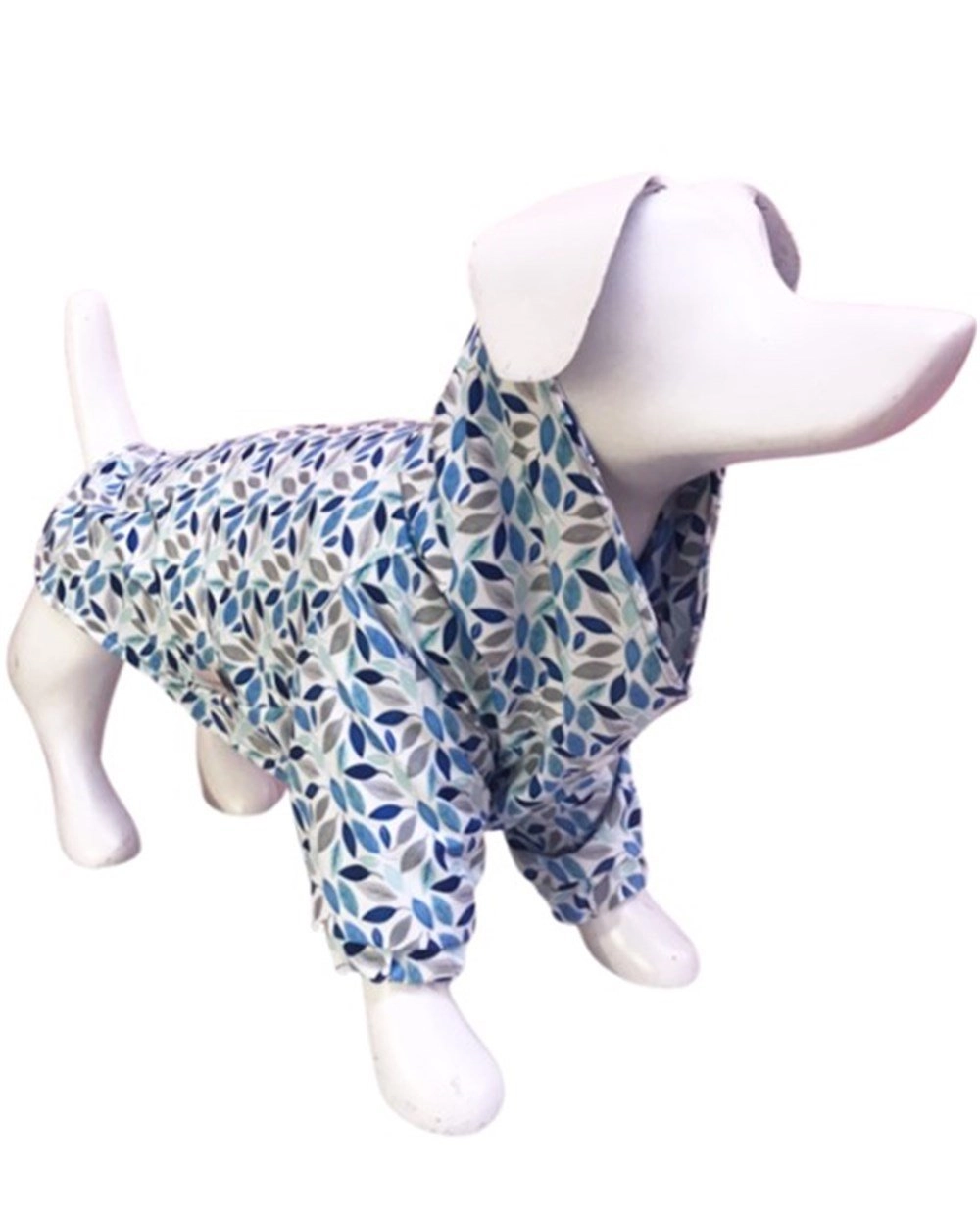 Gedyco Blue Leaf Su Geçirmez içi Polarlı Küçük Irk Köpek Montu