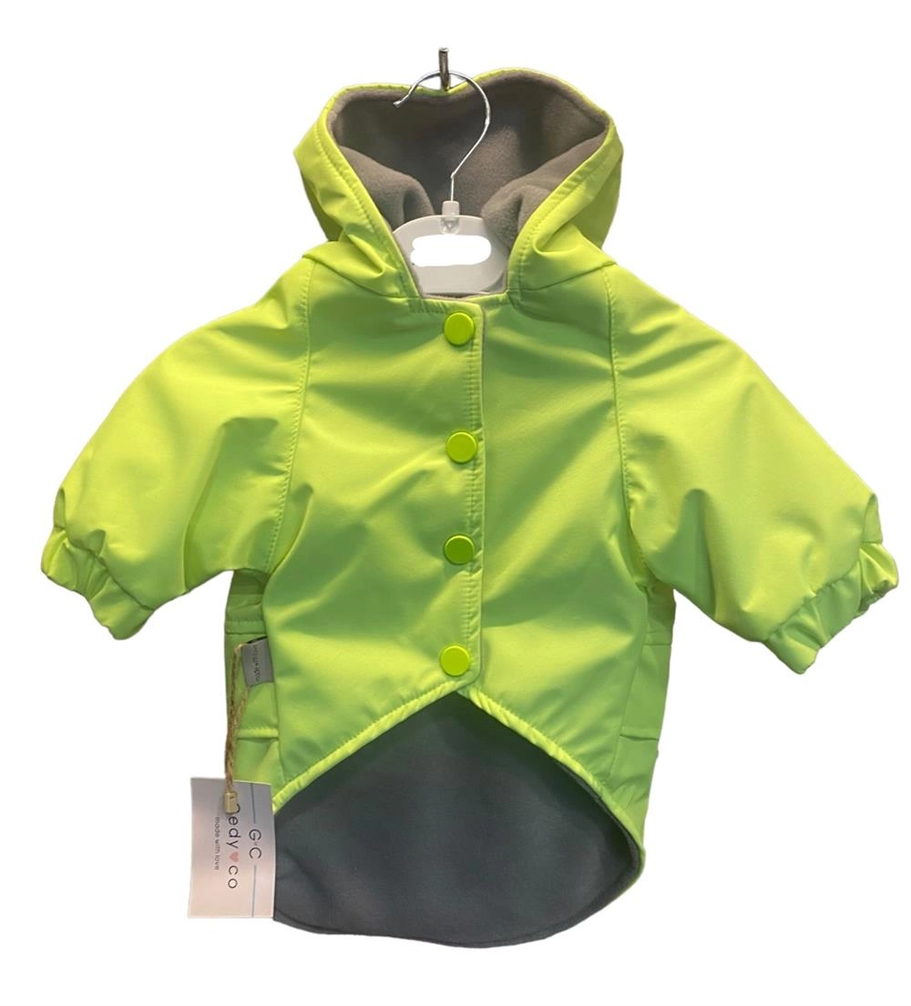 Gedyco Neon Sarı Su Geçirmez içi Polarlı Küçük Irk Köpek Montu