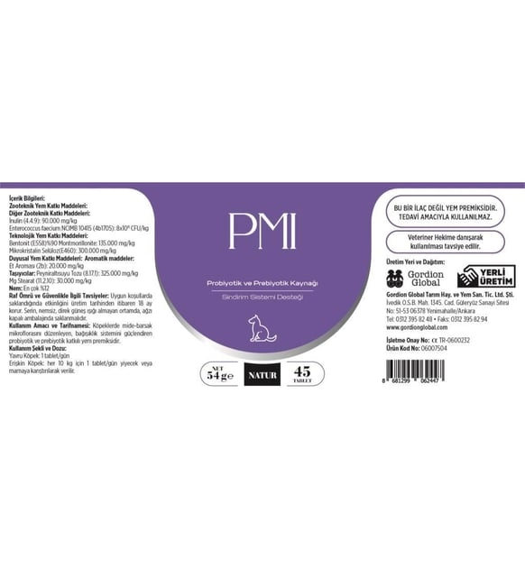 Natur PMI Prebiyotik Kedi ve Köpek Besin Takviyesi 45 Tablet