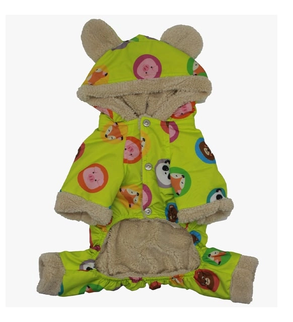 Pawstar Yeşil Animals Romper Küçük Ve Orta Irklar Için Tulum-mont Yağmurluk Köpek Kıyafeti