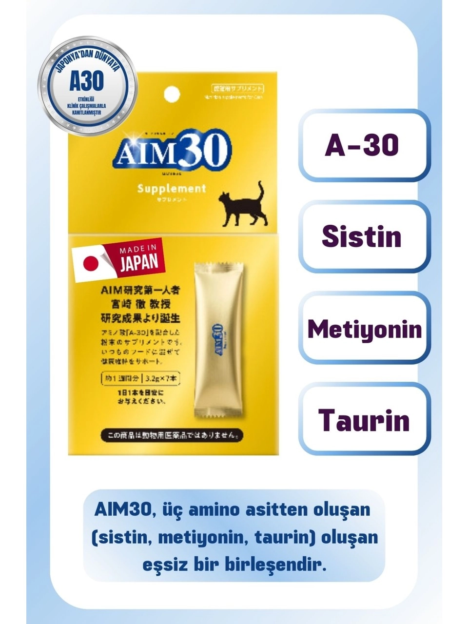 Sunrise Aim30 Kediler için Böbrek Takviyesi 3,2 grx7 şaşe