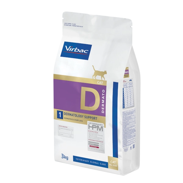 Virbac D1 Dermatology Support Cat Dermatoz ve Tüy Kaybı Kedi Maması 3kg